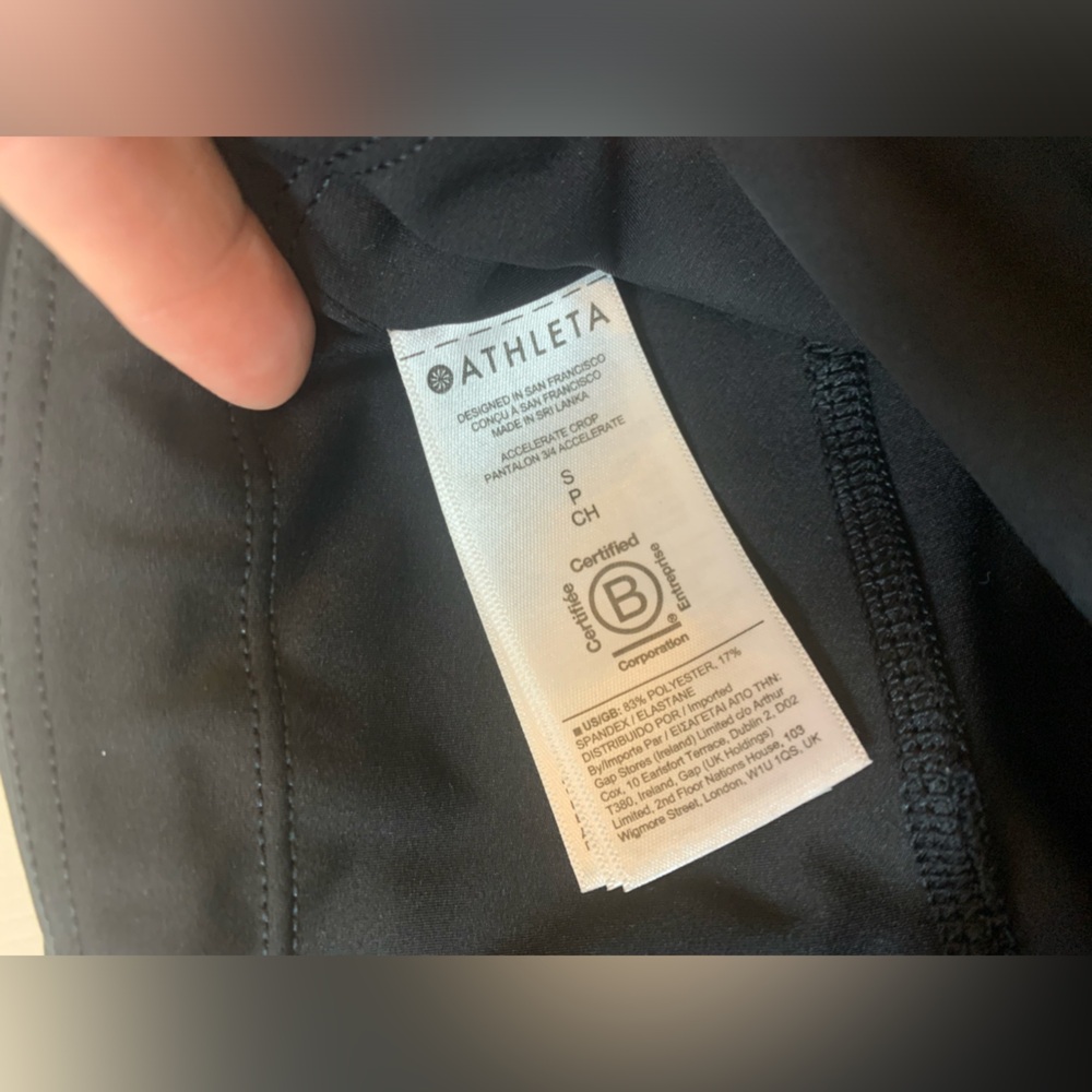 Athleta accelerated crop 3/4 black leggings size women’s small (bin CC) - Picture 6 of 10